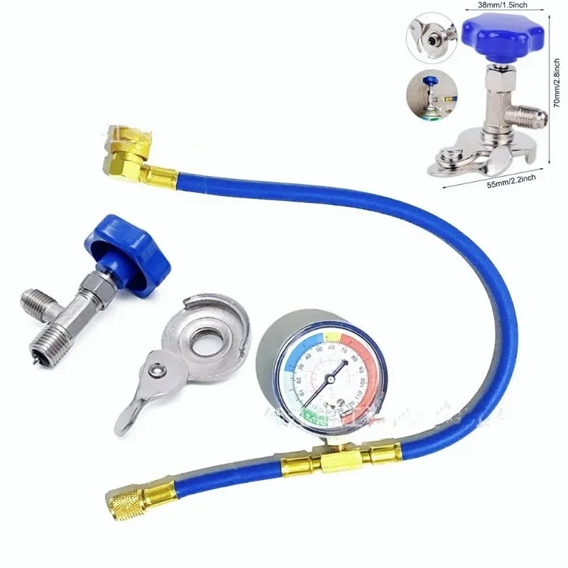 Car AC Air Conditioning R134A Refrigerant Recharge Measuring Hose with Pressure Gauge Pressure Gauge Measuring Kit Reparing ac refrigerant recharge tool