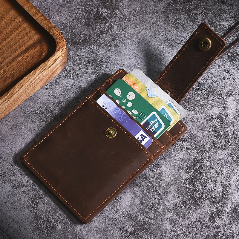Jeemns Multifunctional Card Holder Genuine Leather Cowhide Business Work Name Card Case Id Badge Lanyard Holder Rope