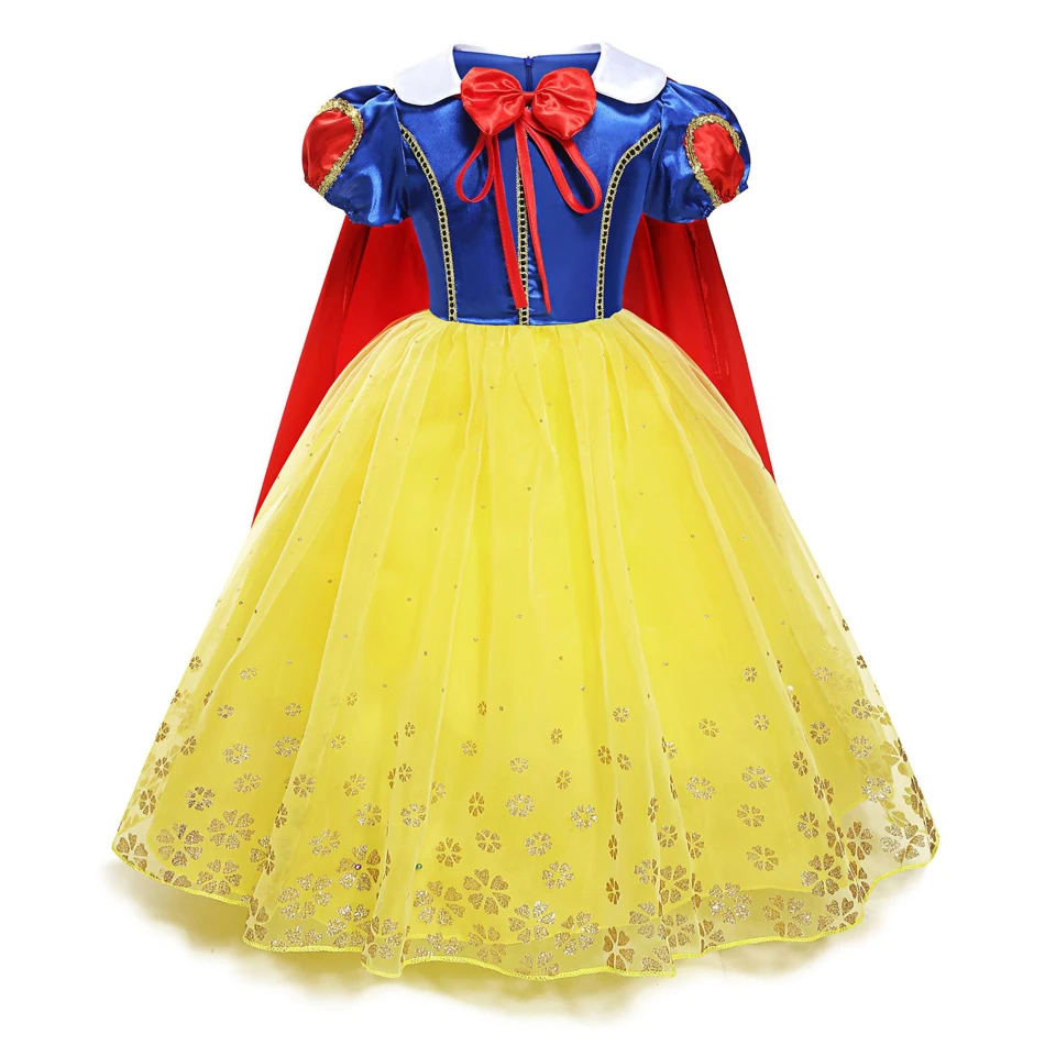 Disney Snow White Princess Dress Halloween Lace Ball Gown Children Party Birthday Clothing Kids Fantasy Cartoon Cosplay Costume