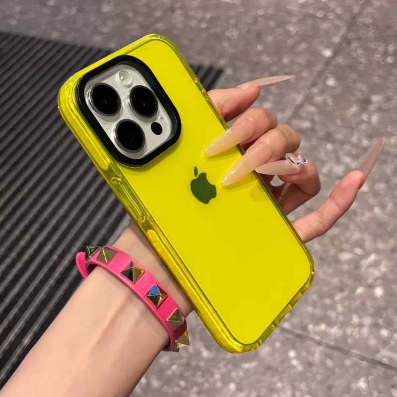 Premium Transparent Shockproof Phone Case with Fluorescent Bumper Armor Cover