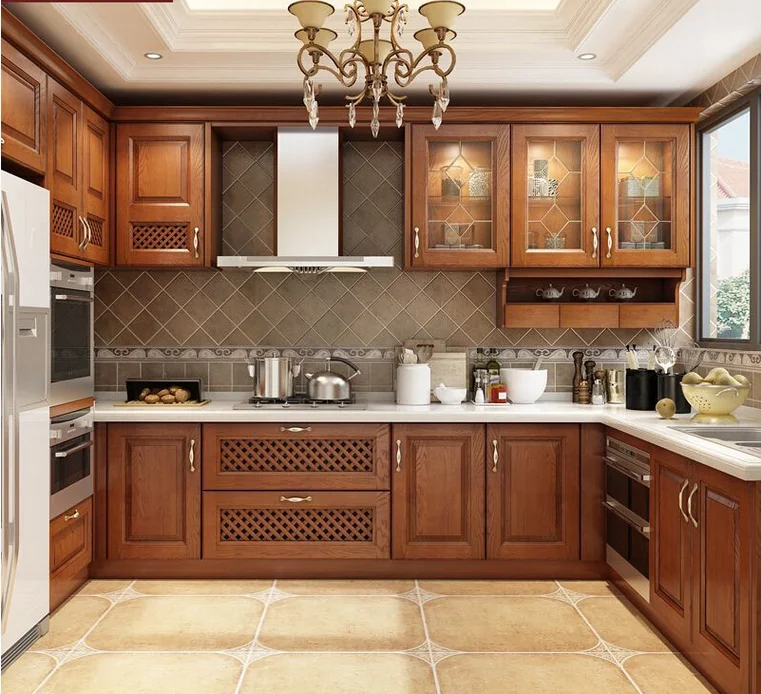 Kitchen Cabinet With Free-Standing Wooden Spice Rack Cabinet Handle Kitchen Solid Wood Cabinets