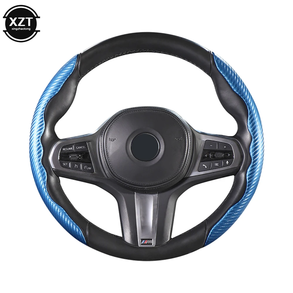 1Pair red carbon fiber look universal car steering wheel booster cover non-slip auto interior decoration accessories for auto steering wheel cover