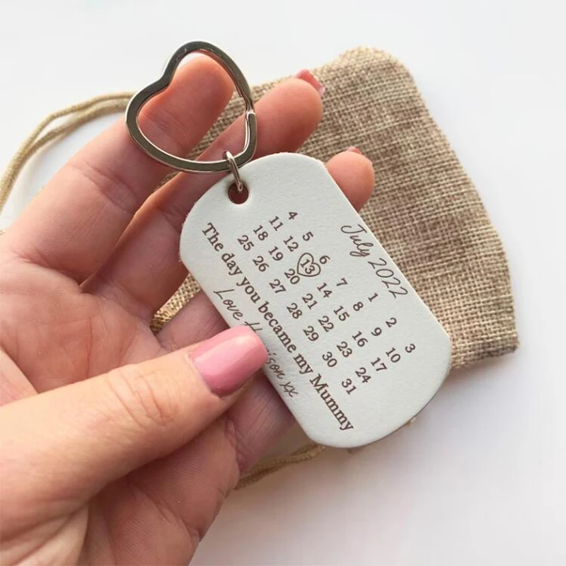 

Personalized Engraved Customize with Your Date Name Text Calendar Keyring Pendant Stainless Key Chain