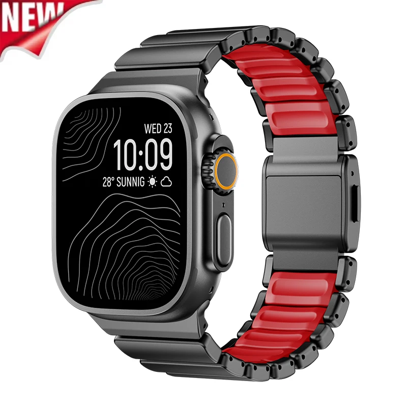 Titanium Silicone Magnetic Metal Strap for Smartwatches – Men's Band