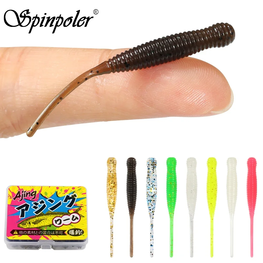 Spinpoler Einzigen Nadel Schwanz Wurm Micro 44mm Angeln Köder Ajing Kleine Rockfish Silikon Isca Künstliche Köder Leucht Jig 20pc
