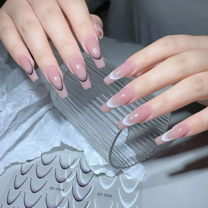 Nail Stickers French Line 3D Nail Stickers Self-Adhesive Sliders Manicure Y2K French Nail Art Decoration Decal