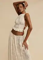 Fashion Halter Neck Long Skirt Suit Women Backless Sling Top Lace Up Fold Maxi Skirts 2024 New Summer Female 2 Piece Set Outfits - Image 5