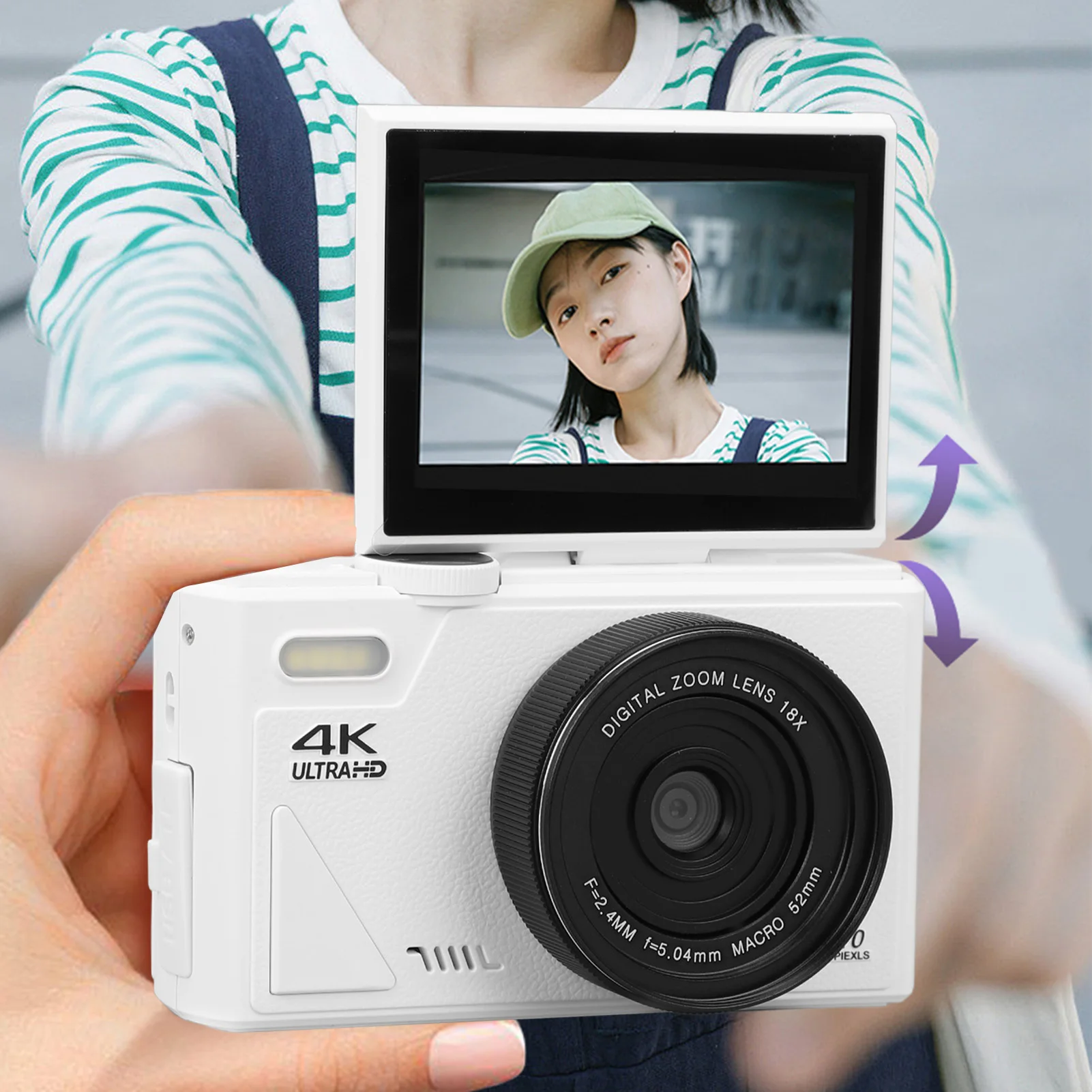 Retro Digital Camera 64MP Stabilization Video Pause Function 3 Inch IPS Screen Digital Camera for Vlogging for Beginners