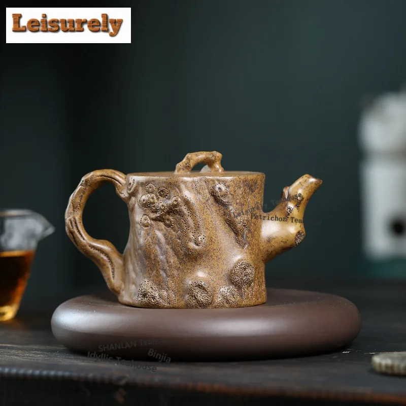 360ml Yixing Purple Clay Teapots Handmade Pine Tree Stumps Pot Raw Ore Wood-fired Porcelain Mud Tea Maker Kettle Zisha Tea Set