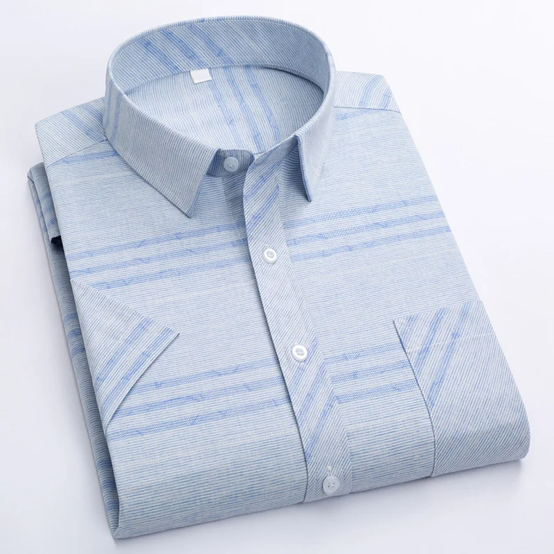 Business wrinkle-resistant short-sleeved shirt men's formal casual plaid striped cotton classic workplace office men's shirt
