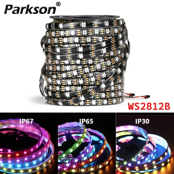 WS2812B LED Light DC5V Smart Pixel RGB Led Strip Light Individually Addressable IC IP30 IP65 IP67 Magic Tape Light Black PCB 1