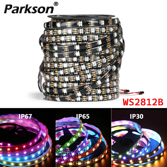 WS2812B LED Light DC5V Smart Pixel RGB Led Strip Light Individually Addressable IC IP30 IP65 IP67 Magic Tape Light Black PCB 1