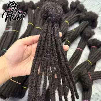 Nabi Man Locs Human Hair Dreadlock Extension Locs 0.6cm Permenant Handmade Human Hair Braiding 6-20 inch Regular Locs 1