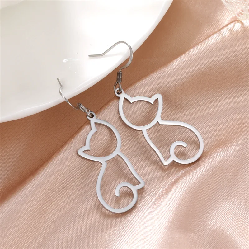 Cartoon Tier Ohrringe Edelstahl Katze Tropfen Ohrring für Frauen Mädchen Niedlichen Hund Anhänger Lustige Schmuck Zubehör Party Geschenke – Detail 10