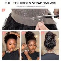 Perruque Smilegirl 360 Lace Straight en cheveux humains, perruque frontale 360 Full Lace, noire naturelle, avec dentelle HD, pré-épilée, nœuds blanchis, perruque queue de cheval haute pour femmes noires 6