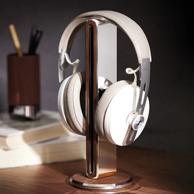 

Wood Gold Headphone Holder Black Walnut Headphone Place Holder Storage Rack Home Decoration Ornament For Boyfriend Gift
