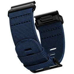 Durable Nylon QuickFit Watch Strap - Adjustable 22/26mm Bracelet Band - 26mm Fenix 6X 7X Pro (Blue)