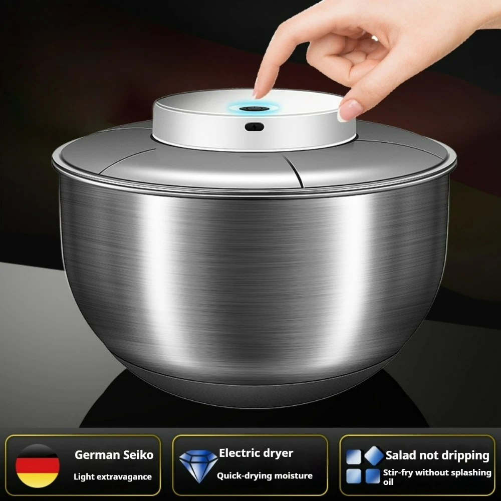 Multifunctional Vegetable Dehydrator Electric Quick Clean Dryer Fruit & Vegetable Wet & Dry Separate Drain Salad Spinner Kitchen
