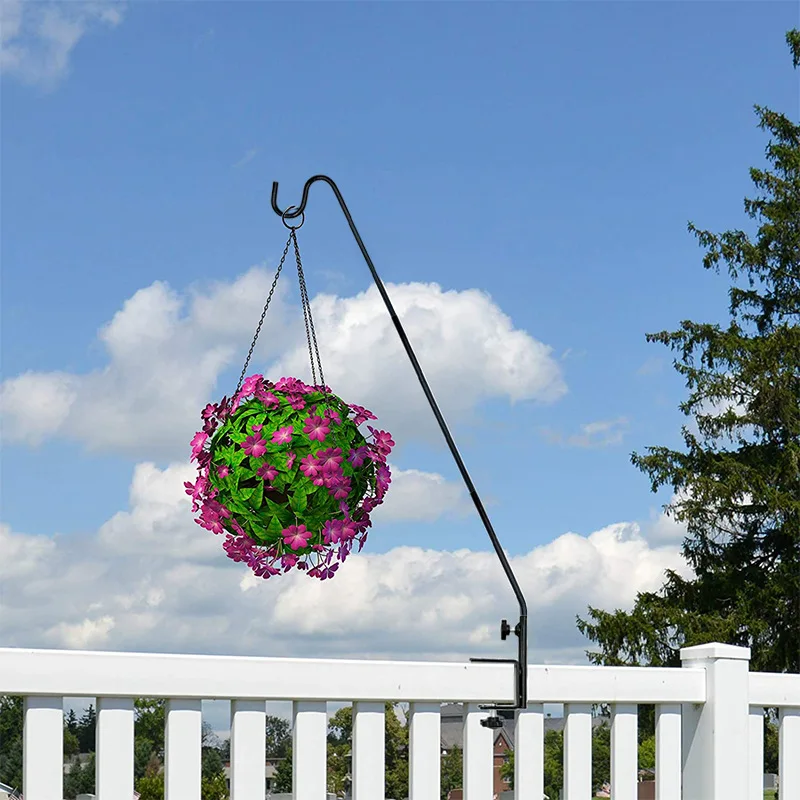

Rotatable Bird Feeder Hook Plant Potted Decoration Black Hanging Basket Flower Pot Metal Detachable Bracket Gardening Storage