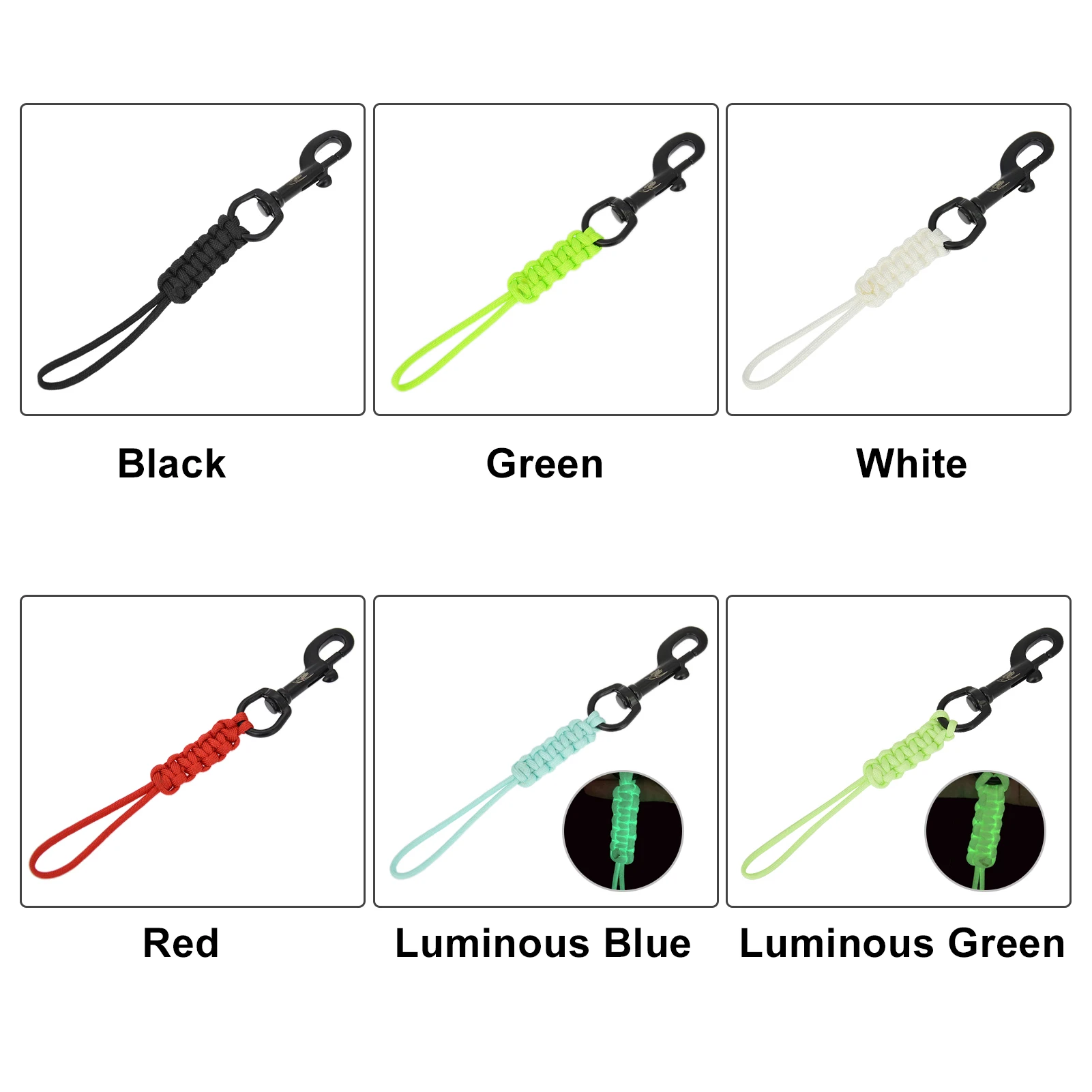 Scuba Diving Swival Bolt Snap Hook Marine Grade 316 Stainless Steel Snap Hook Clip with Braided Anti-lost Safety Rope scuba diving hook