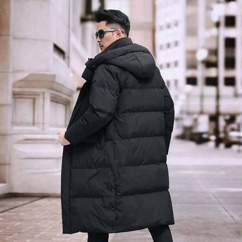 Men's down jacket, white duck down filling, lengthened and thickened, three-dimensional cutting, casual warm coat
