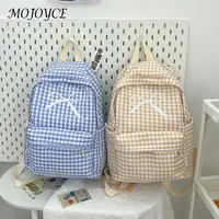 Adorable Bowknot Plaid Backpack Lightweight Nylon Bookbag Perfect for Students and Casual Travel for Girls and Women 1
