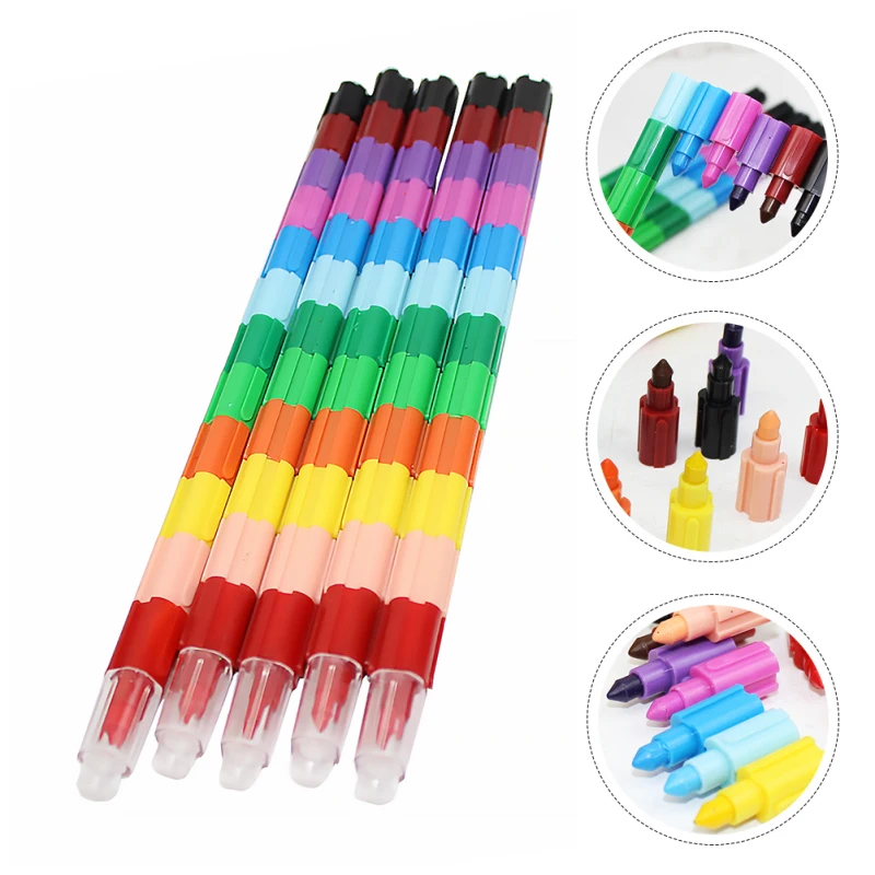 9pcs Crayons Pencolor Kit 12 Colored Rainbow Wax Penspainting Coloring Supplies Schoolpoint Stacking Student Party Favors