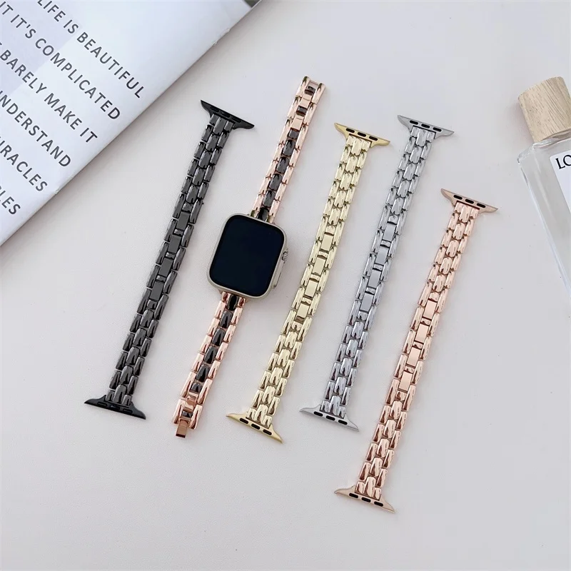 

For iWatch "H" Shape Slimsy Metal Stainless Steel Watchbands for Series Ultra 8 7 49mm 45mm Strap for Apple Watch 6 SE 41mm Band