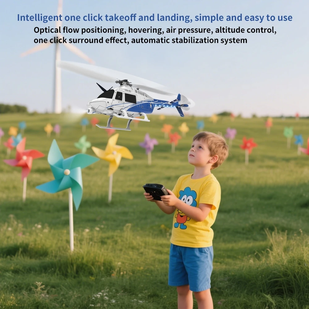 FB-05 6채널 원격 조종 시뮬레이션 헬리콥터 벨 206 광학 흐름 위치 측정 RC 항공기 모델 장난감 선물