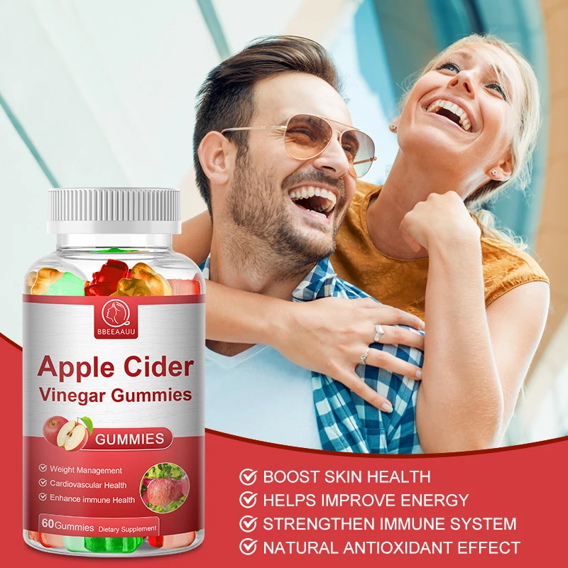 BBEEAAUU Apple Cider Vinegar Gummies Weight Management Burning Fat Relieve Bloating Constipation Lose Fat Women & Men