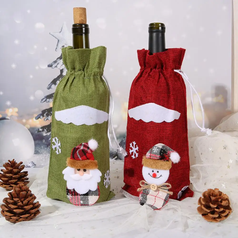 Description Picture 2 of itemChristmas Wine Bottle Covers Bag Snowman Santa Claus Champagne Bottle Cover Sleeve Merry Christmas New Year Table Decorations