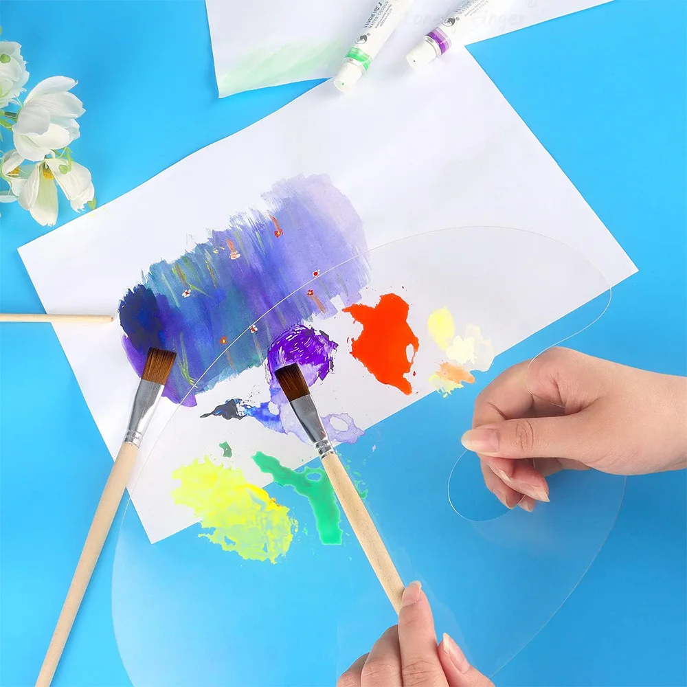 Acrylic Paint Palette 3/6Pcs Clear Tray Easy Clean Non-Stick for Oil Watercolor Craft
