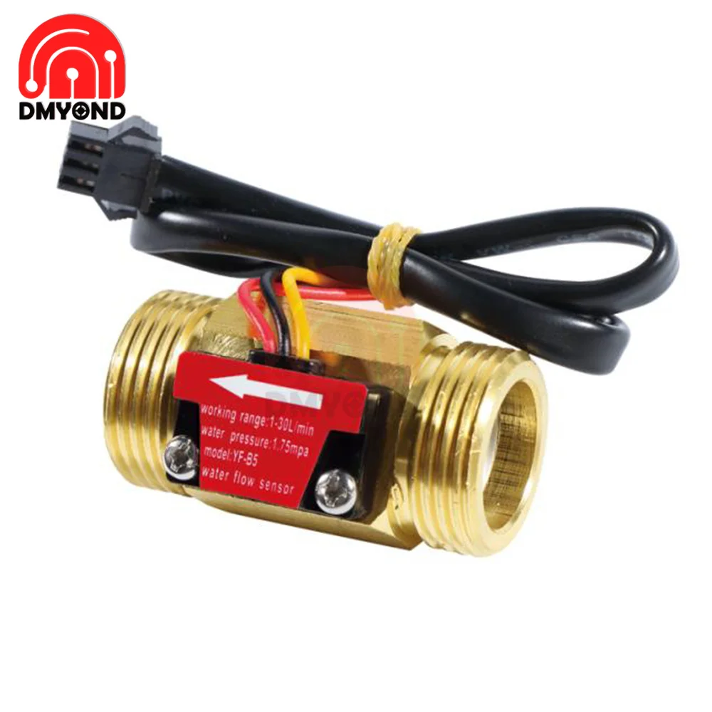 YF-B5 DN20 G3/4'' G1/2 Water Flow Sensor Switch DC5～18V 1-30L/min 1-25L/min Flow Meter For Industrial Control Liquid Circulating