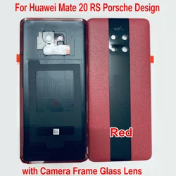 Premium Leather Battery Cover for Huawei Mate 20 RS Porsche Design - Elegant Rear Case with Camera Frame Glass Lens (Black)