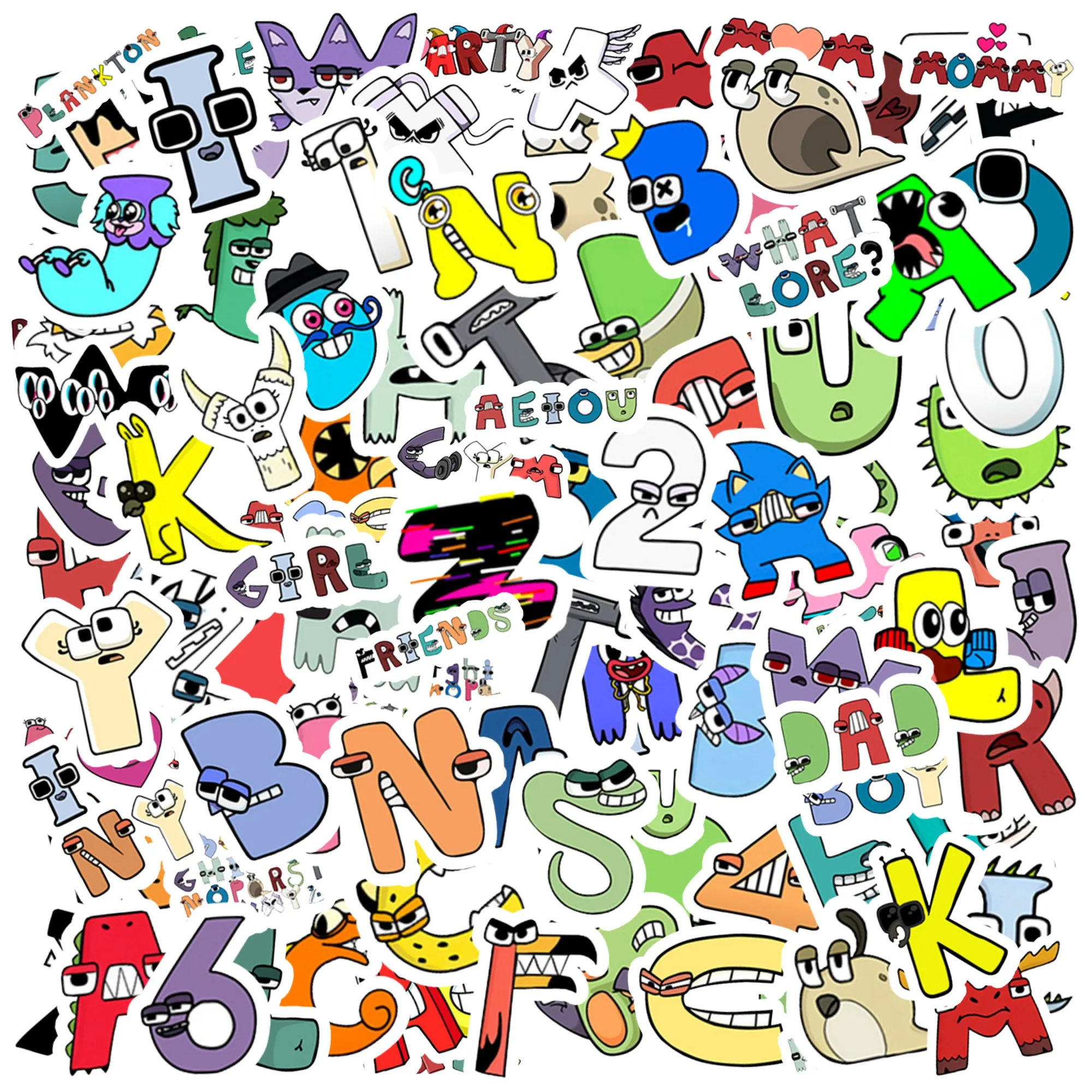 10/52pcs Cartoon Alphabet Lore Funny Cute Stickers Kawaii Decals