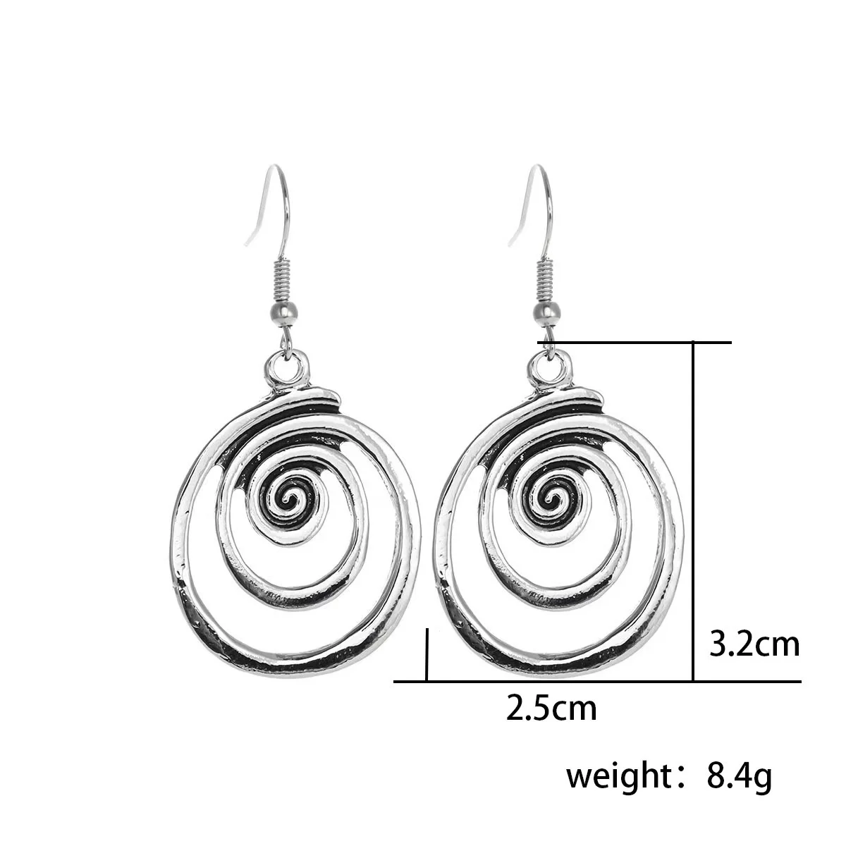 Ethnic Silver Color Metal Round Earrings