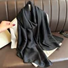 Fashion 90x180cm Solid Color Satin Muslim Hijab Soft Silk Feeling Headscarf Outdoor Beach Sunscreen Shawl 4