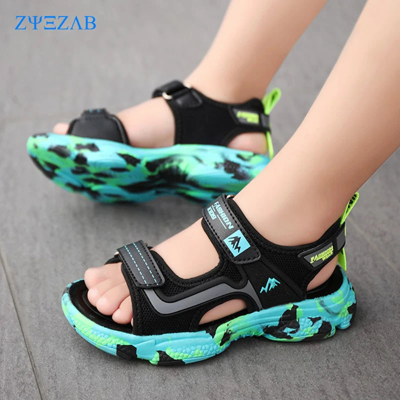 2021 New Fashion Children's Sandals Summer Kids Boys Casual Shoes Breathable Mesh Velcro Casual Boys Sandals Kids Boys Sneakers extra wide children's shoes