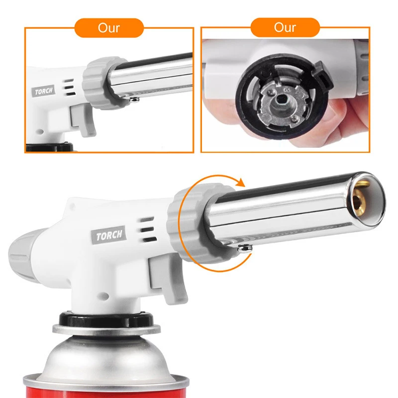 Torch Cooking AutoIgnition Butane Gas Welding-Burner Welding Gas Burner Flame Torch Flame Gun Blow for BBQ Camping Cooking