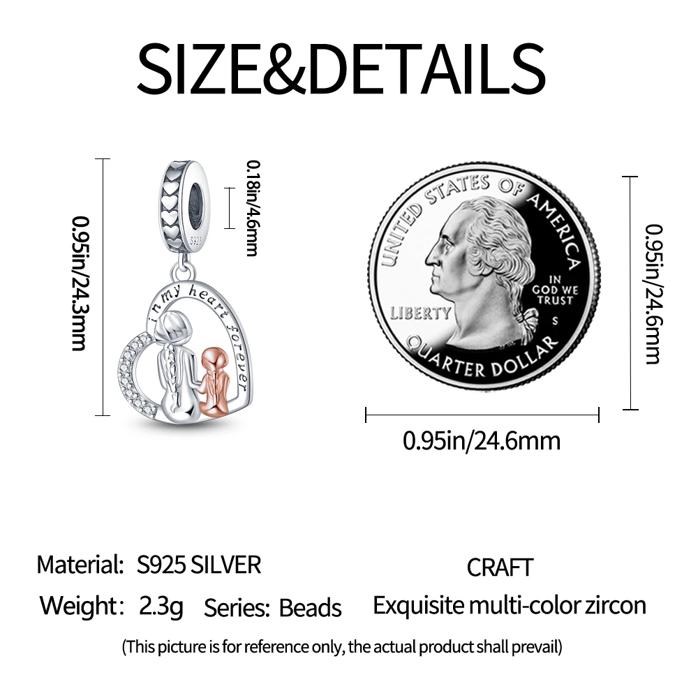 925er-Sterlingsilber, Liebesform, Mutter-Tochter-Anhänger, Armband-Charms, passend für Schmuck, Party-Perlen, DIY, feines Geschenk-Zubehör – Detail 33