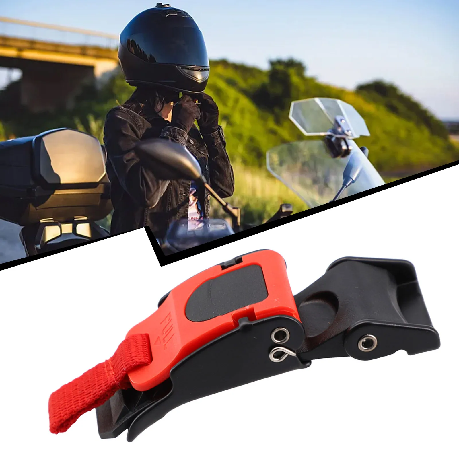 

Universal Motor Bike ATV Helmet Chin Strap Speed Sewing Clip Quick-Release Buckle Black+Red Plastic
