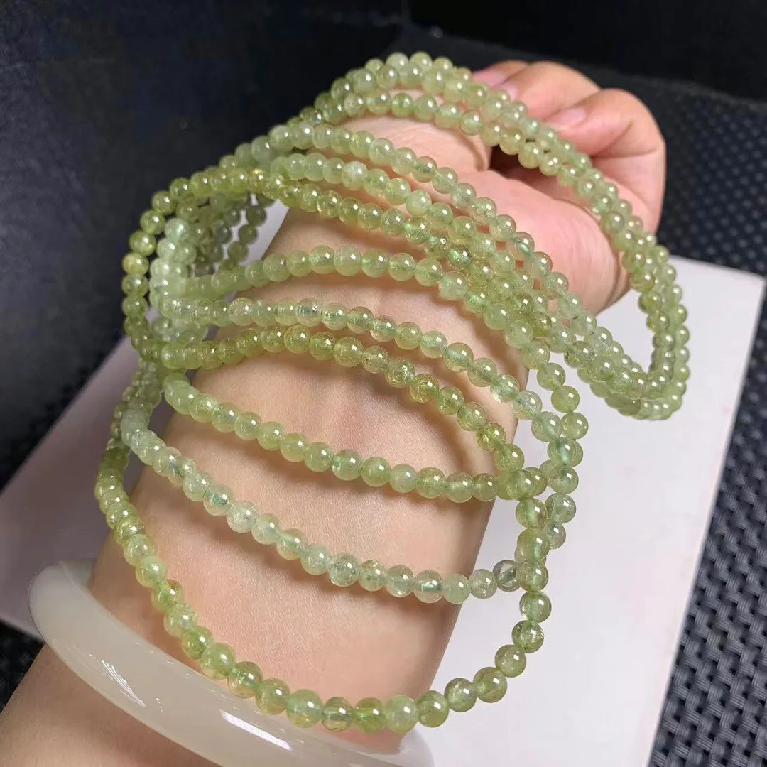 

1 Pc Fengbaowu Natural Tsavorite Green Garnet Bracelet Round Bead 3 Loops Crystal Reiki Healing Stone Fashion Jewelry Gift