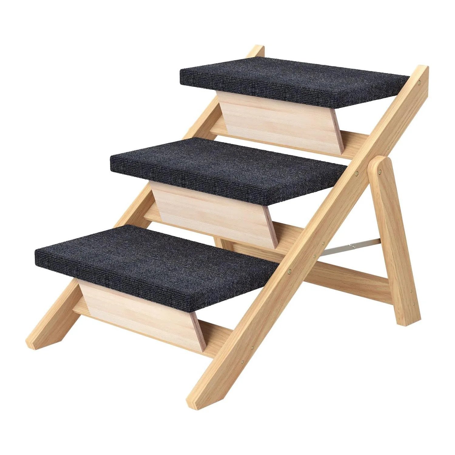 Dog Stair Foldable Dogs Ramp Stair 3 Layer Wooden Cat Climbing Ladder Indoor Outdoor Dog Toys Non-slip Pet Dog Steps Stair view 6