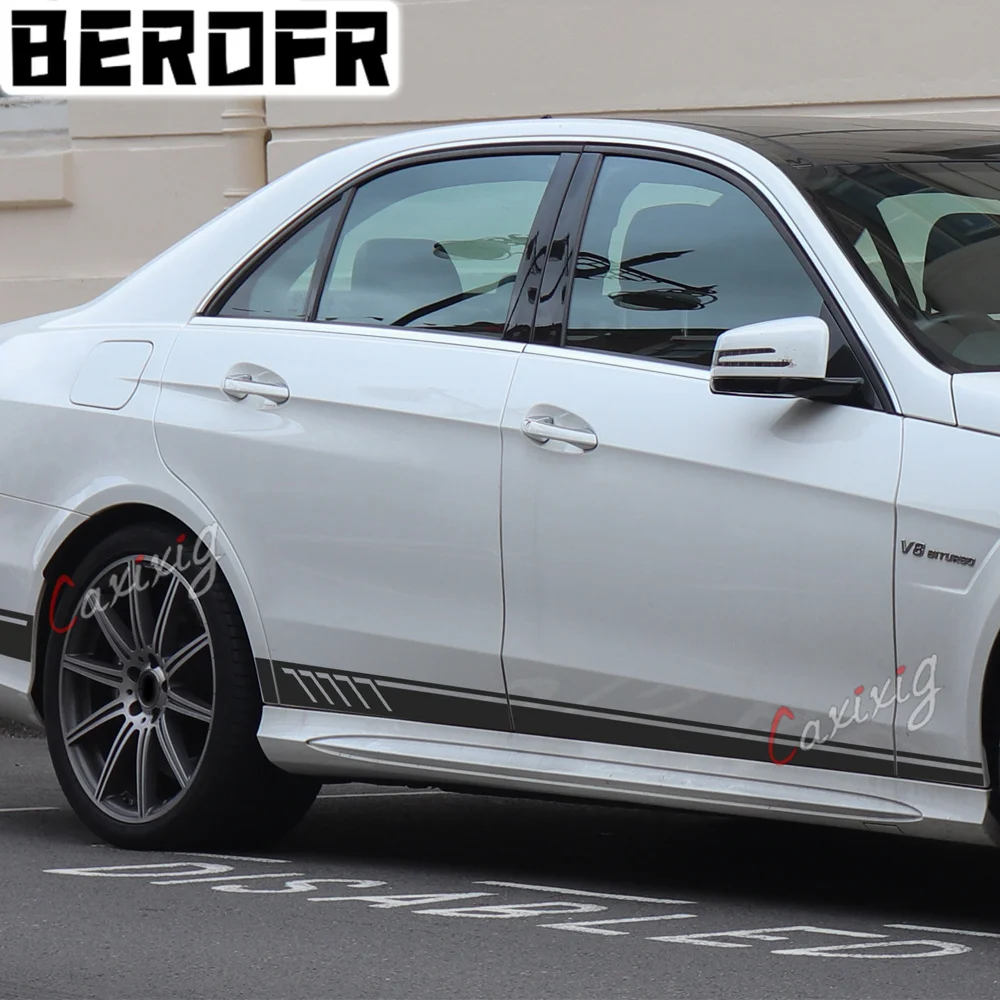 

Наклейка на дверь автомобиля с боковыми полосками, наклейка на юбку для Mercedes Benz E Class W212 E200 E300 E350 W213 Coupe C238 C207 A207 E63 E43 AMG
