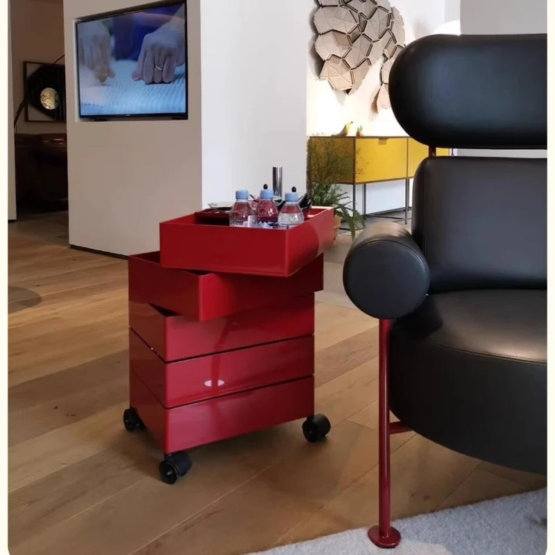 Movable Rotating Cabinet Under Desk Storage Drawer Organizer Small Rolling Side Cabinet for Snacks Cosmetics and Office Supplies