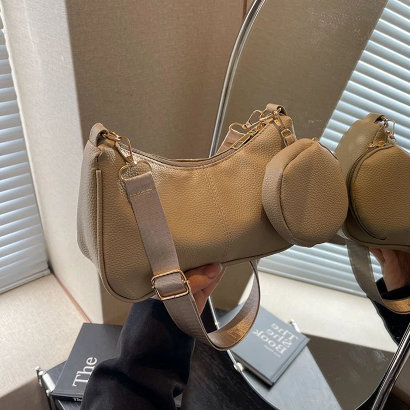 Women's Black Shoulder Bag Casual Fashionable Versatile Bag Handheld Large Capacity Dumpling Bag Crossbody Bag