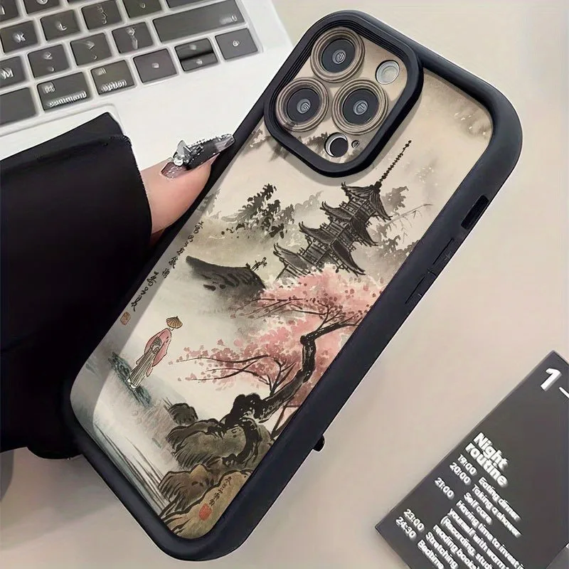 Japanese Temple & Cherry Blossom Soft Phone Case Cover