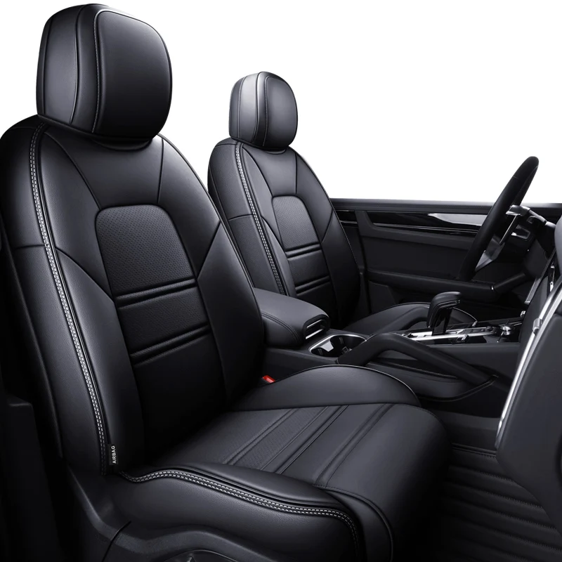 

Custom Fit Car Accessories Seat Covers Full Set Middle Perforated Genuine Leather Specific For Porsche Cayenne Macan Panamera