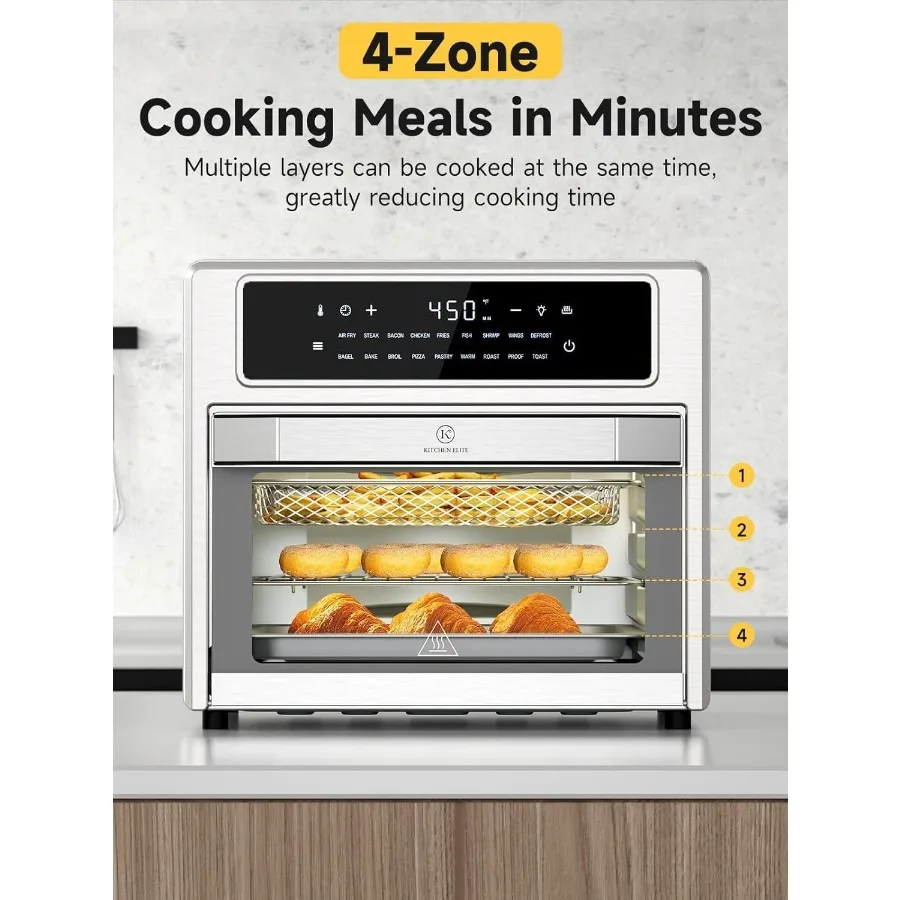 26.4 Qt Convection Oven Toaster Air Fryer Combo with 18in1 Functions Stainless Steel Countertop Appliance Featuring 4Zone Cooki 6 küchexyz.de description
