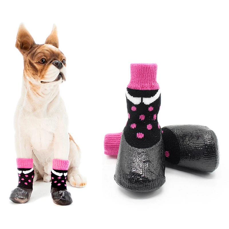 

Dogs Socks Waterproof 4pcs/2pair Pet Shoes Rubber Fixed Pet Boots Dog Rain Snow Socks Footwear Non-slip Dogs Shoes Pet Items